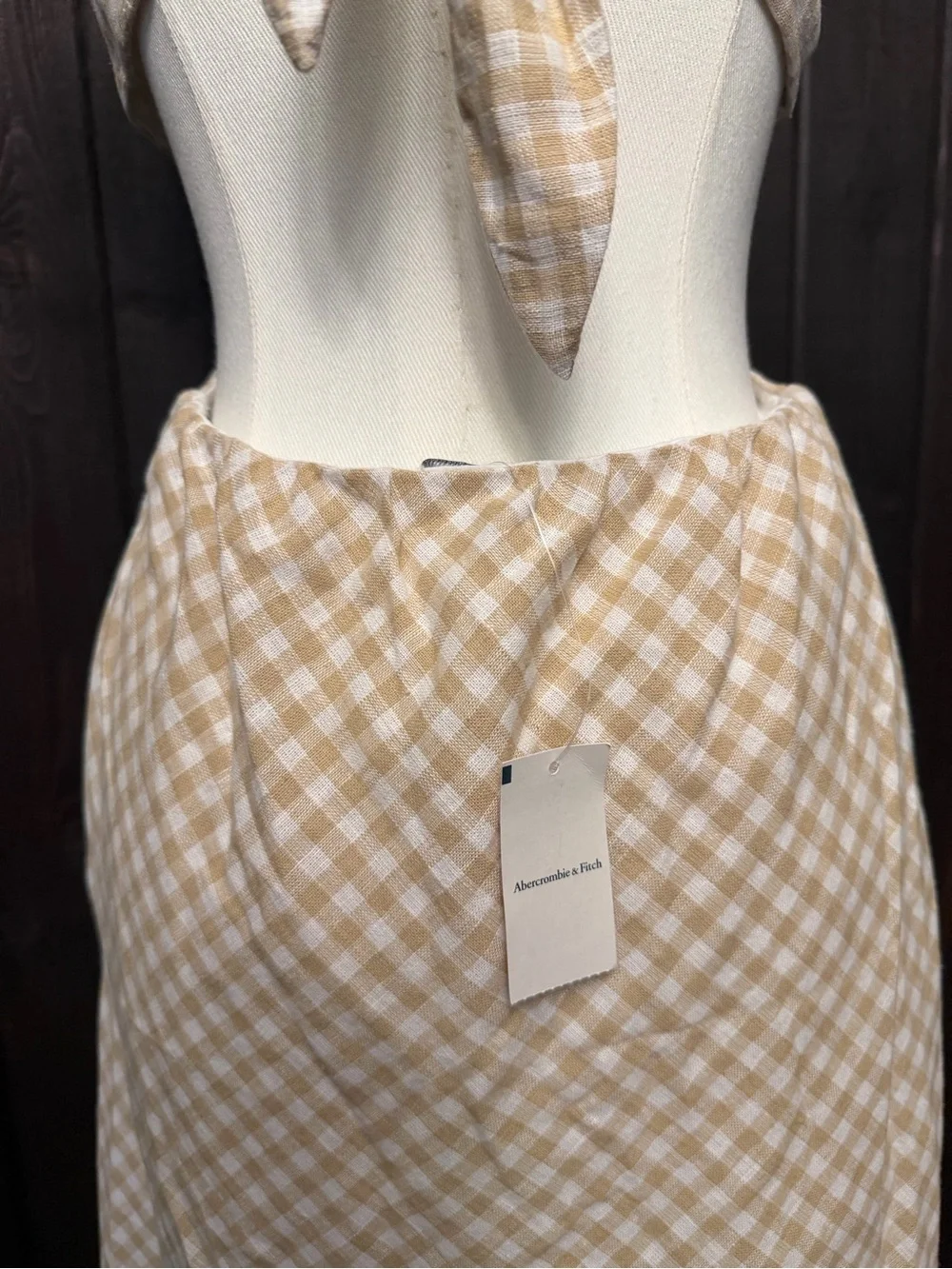Abercrombie & Fitch The Julia Slip Cut Out Maxi Dress M Linen Summer Coastal NWT
